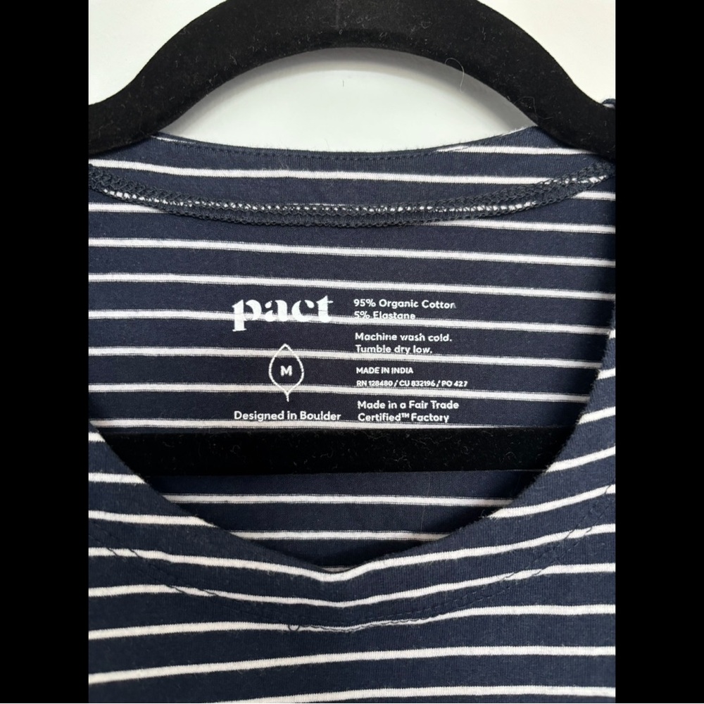 PACT Maxi Dress – Navy & White Stripe – Size M - Picture 4 of 6